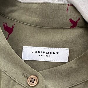 Equipment Olive Dress with Pink Accents